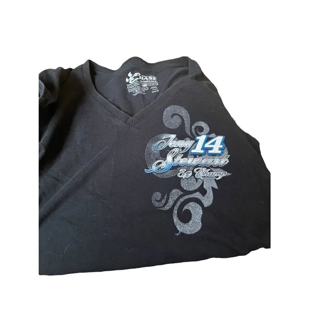 #14 Tony Stewart Nascar Ladies size M 3 Times Champ V Neck Double Sided T-Shirt
